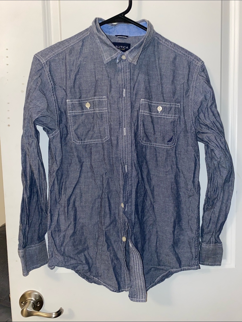 Nautica Denim-Look Blue Button-Up Shirt for Kids